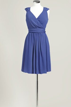 Ärmellos V-Ausschnitt a linie mini Brautjungfernkleid - Bild 14