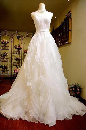 Schlüsselloch Rücken Spitze bodenlanges Brautkleid mit Bordüre mit Applikation - Bild 2