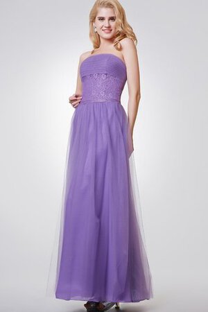 Gerüschtes Ärmelloses Empire Taille trägerlos bodenlanges Abendkleid mit Bordüre - Bild 3