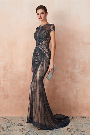 Faszinierend Dehnbarer Satin Schlichtes Ballkleid mit Sweep Zug mit Reißverschluss - Bild 2