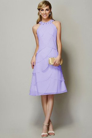 Enges Chiffon Normale Taille Bescheidenes Brautjungfernkleid mit Applike - Bild 19
