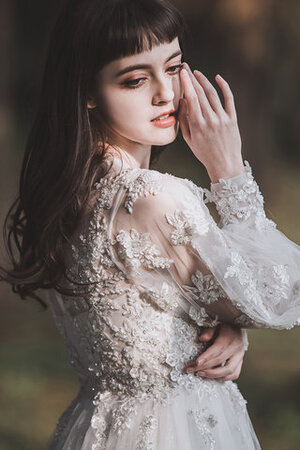 Robe de mariée ligne a avec perle fermeutre eclair fabuleux naturel - Photo 5