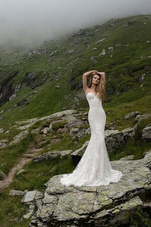 Romántico Vestido de Novia en Encaje de Sin mangas de Cola Corte de Cremallera - Foto 5