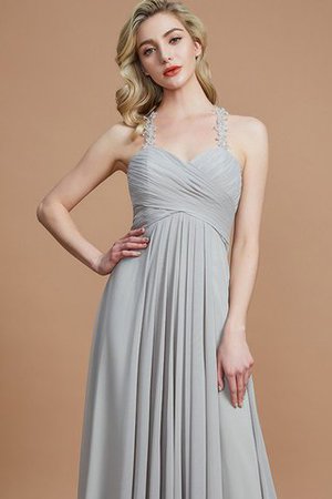 Robe demoiselle d'honneur avec zip jusqu'au sol manche nulle avec chiffon ruché - Photo 6