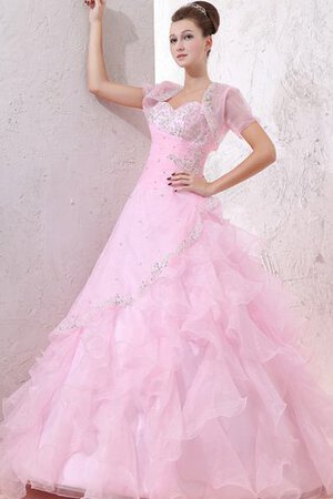 Herz-Ausschnitt Perlenbesetztes Duchesse-Linie Jugendweihekleid mit Rüschen - Bild 4