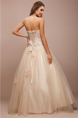 Abito da Sera in Raso con Perline A Terra in Pizzo Ball Gown - Foto 2