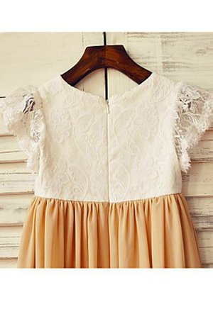 Prinzessin Reißverschluss Bodenlanges Blumenmädchenkleid mit Blume aus Chiffon - Bild 4