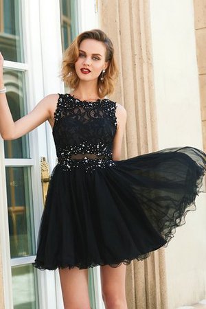 Robe de cocktail naturel avec décoration dentelle ligne a manche nulle de princesse - Photo 1