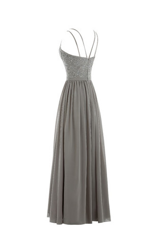 Chiffon natürliche Taile Perlenbesetztes formelles schlichtes Abendkleid mit Bordüre - Bild 8