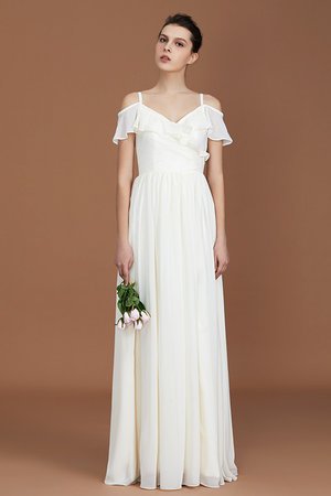 Gute Qualität Gerüschtes A-Linie V-Ausschnitt Prinzessin Brautjungfernkleid - Bild 3