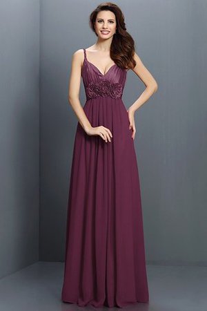 Robe demoiselle d'honneur longue a-ligne de col en v avec sans manches de princesse - Photo 5