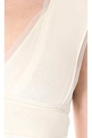 Abito da Sposa Senza Maniche con Piega con Increspato V-Scollo Naturale in Chiffon - Foto 4