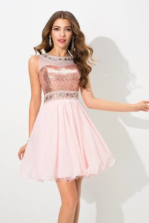 Prinzessin Reißverschluss Mini Cocktailkleid aus Chiffon mit Natürlicher Taille - Bild 4