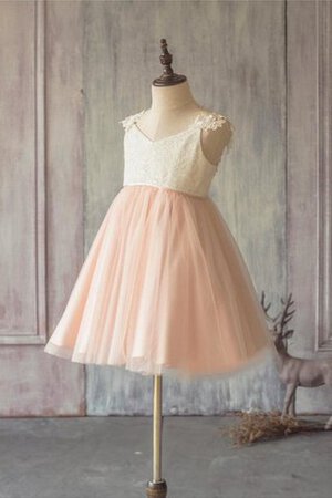 Robe de cortège enfant naturel textile en tulle longueur mollet v encolure decoration en fleur - Photo 2