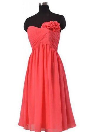 Natürliche Taile a linie Ärmellos mini Brautjungfernkleid mit Blume - Bild 3