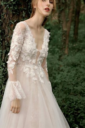 Abito da sposa con fiore naturale sogno convenzionale in tulle scintillante - Foto 5