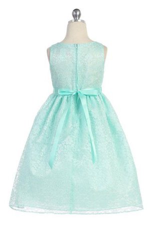 Robe de cortège enfant avec ruban avec fleurs longueur mollet manche nulle encolure ronde - Photo 3