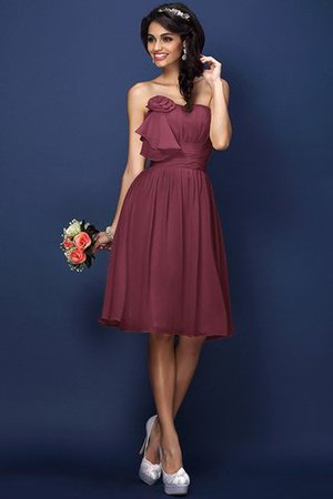 Drapiertes Natürliche Taile Plissiertes Brautjungfernkleid aus Chiffon ohne Ärmeln - Bild 5