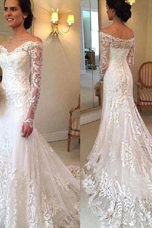 Plissiertes Einzigartig Langärmeliges Extravagantes Bodenlanges Brautkleid - Bild 1