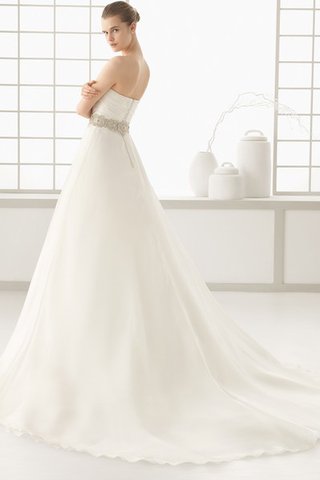 Abito da Sposa Formale A-Line Spazzola Treno Semplice All Aperto con Perline - Foto 2