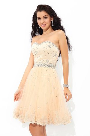 Robe de cocktail bref solennelle manche nulle en satin de princesse - Photo 5