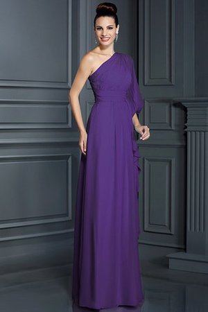 Robe demoiselle d'honneur longue en chiffon jusqu'au sol gaine en 3/4 manche - Photo 24