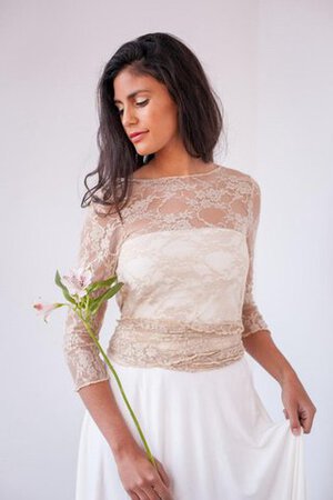 Abito da Sposa in pizzo con Festone Semplice con Fusciacca A Terra Senza Maniche - Foto 3