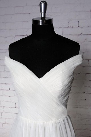 Tüll Reißverschluss Strand V-Ausschnitt schlichtes Brautkleid mit Drapierung - Bild 2