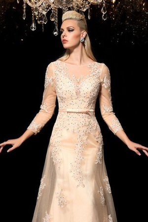 Abito da Sposa con Applique in Raso Principessa Lungo Elegante - Foto 6