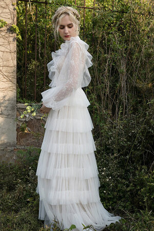 Klassisches Umwerfend a linie Mehrschichtiges Brautkleid mit Perlen - Bild 2