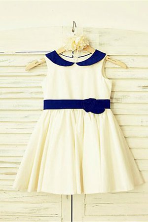 Reißverschluss Satin Prinzessin Natürliche Taile Blumenmädchenkleid mit Blume - Bild 1