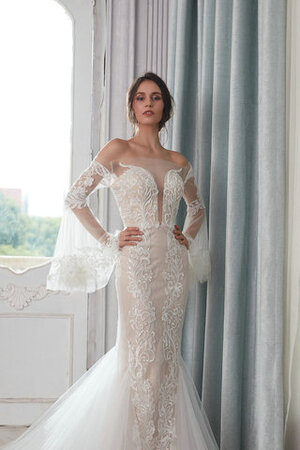 Robe de mariée avec manche longue morden longueur au ras du sol longue chic - Photo 3