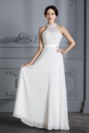 A Linie Chiffon Seeküste Bodenlanges Brautkleid mit Natürlicher Taille - Bild 3