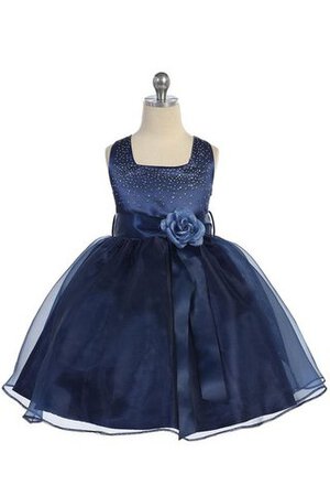 Robe de cortège enfant naturel manche nulle avec fleurs en organza encolure en carré - Photo 1