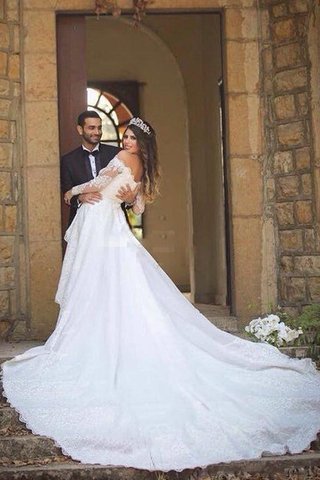 Abito da Sposa Senza Maniche moda Lungo con Maniche Lunghe sexy Coda A Strascico Cappella - Foto 2
