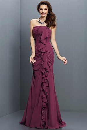 Meerjungfrau Stil Ärmelloses Chiffon Bodenlanges Brautjungfernkleid mit Empire Taille - Bild 5