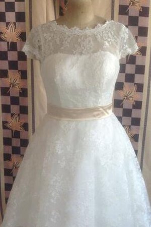 Plissiertes Reißverschluss Spitze Brautkleid mit Schleife mit Bordüre - Bild 3
