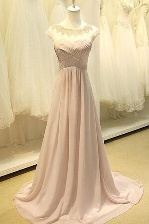 A Linie Reißverschluss Chiffon normale Taille Ballkleid mit gekappten Ärmeln mit Rüschen - Bild 1