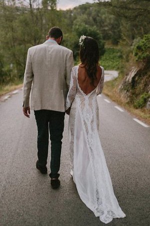 Robe de mariée de traîne courte distinctif longueru au niveau de sol romantique naturel - Photo 4