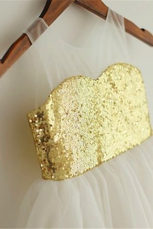 Abito da Cerimonia Bambini con Fiore Naturale Tondo A-Line in Tulle - Foto 3