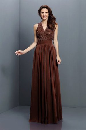 Reißverschluss Ärmellos Prinzessin Chiffon V-Ausschnitt Brautjungfernkleid - Bild 7