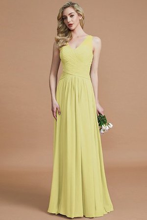 Prinzessin Normale Taille Bodenlanges Brautjungfernkleid aus Chiffon mit V-Ausschnitt - Bild 13