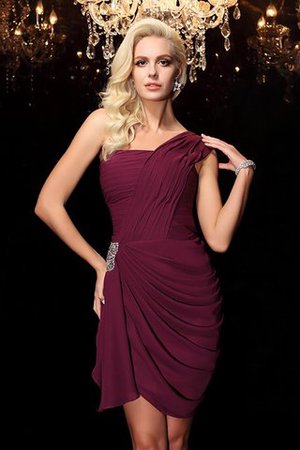 Perlenbesetztes Ärmelloses Enges One Schulter Abschlusskleid aus Chiffon - Bild 4