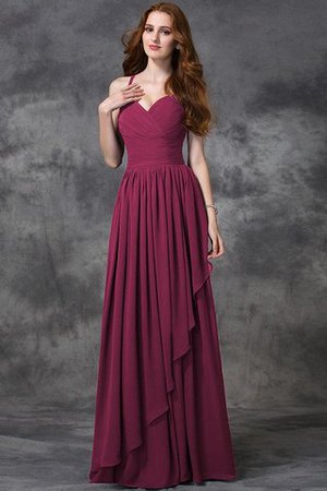 Reißverschluss Normale Taille Bodenlanges Brautjungfernkleid mit Rüschen aus Chiffon - Bild 5