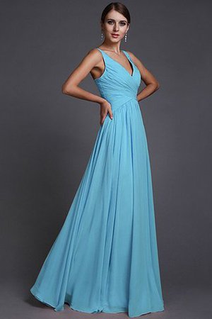 Normale Taille A Linie V-Ausschnitt Prinzessin Bodenlanges Brautjungfernkleid - Bild 6