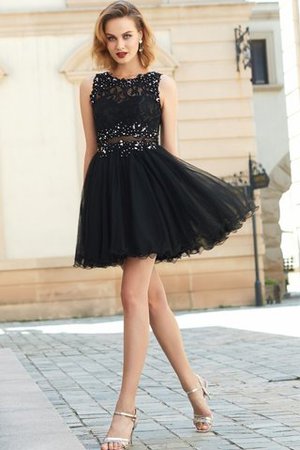 Robe de cocktail naturel avec décoration dentelle ligne a manche nulle de princesse - Photo 3
