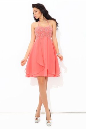 Robe de cocktail bref formelle avec perle a-ligne de dos nu - Photo 5