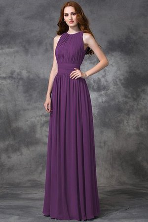 Natürliche Taile Ärmelloses A-Line Anständiges Brautjungfernkleid aus Chiffon - Bild 5
