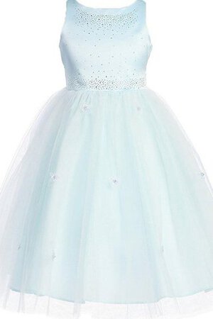 Ärmellos normale Taille a linie Boot-Ausschnitt Tüll Perlenbesetztes Blumenmädchenkleid - Bild 1
