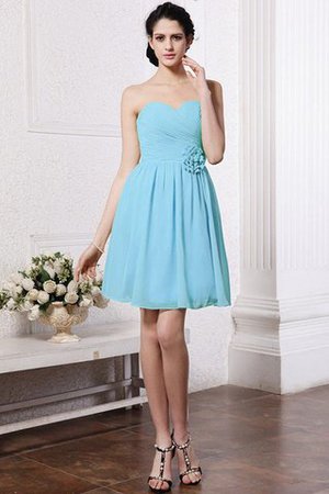Chiffon Drapiertes Ärmelloses Mini Brautjungfernkleid mit Herz-Ausschnitt - Bild 6